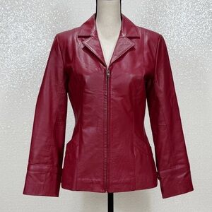 Recoleta Burgundy Red Genuine Leather Zip Front Jacket Women’s Size 42 (US 8)